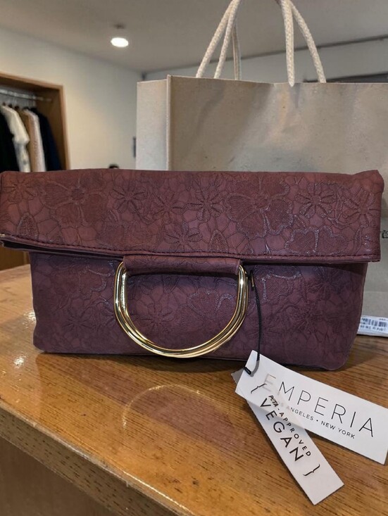 Emerpia Los Angeles Handbags - SALE!! Maroon Floral Pattern Foldover Clutch & Carry Strap by Emperia LA NWT
